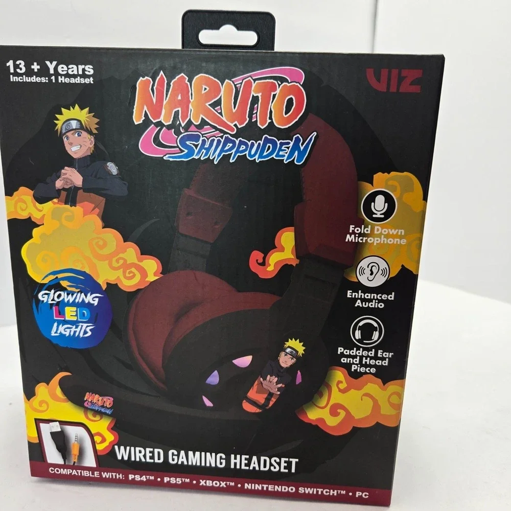 Naruto Shippuden Wired Gaming Headset LED Lights PS4 PS5 Xbox Switch PC